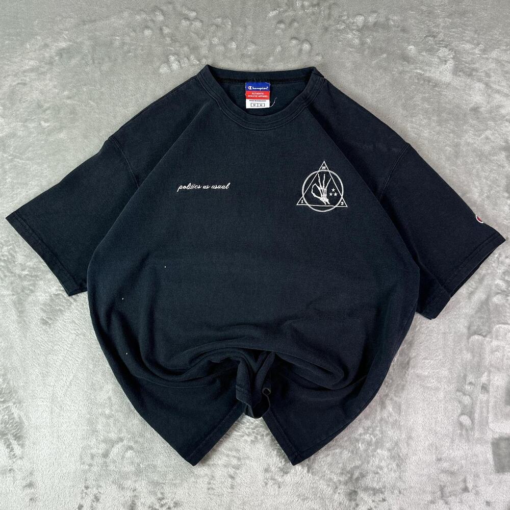 Vintage Champion "Politics As Usual" Distressed Graphic T-Shirt